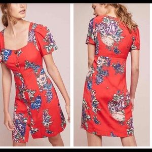 Anthropologie Maeve Red Floral Dress